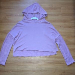 lilac cropped distressed hoodie